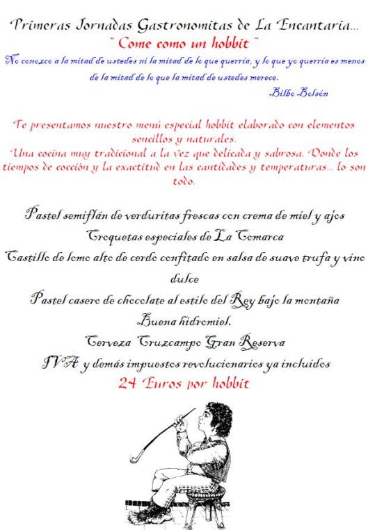 Carta jornadas gastronómicas "Come como un hobbit"